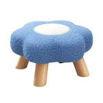 tabouret fleur pieds bois coussin peluche doux moderne rose vert jaune rouge chambre