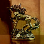 statue decorative cheval bronze details sculptes base pieces anciennes decoration traditionnelle asiatique