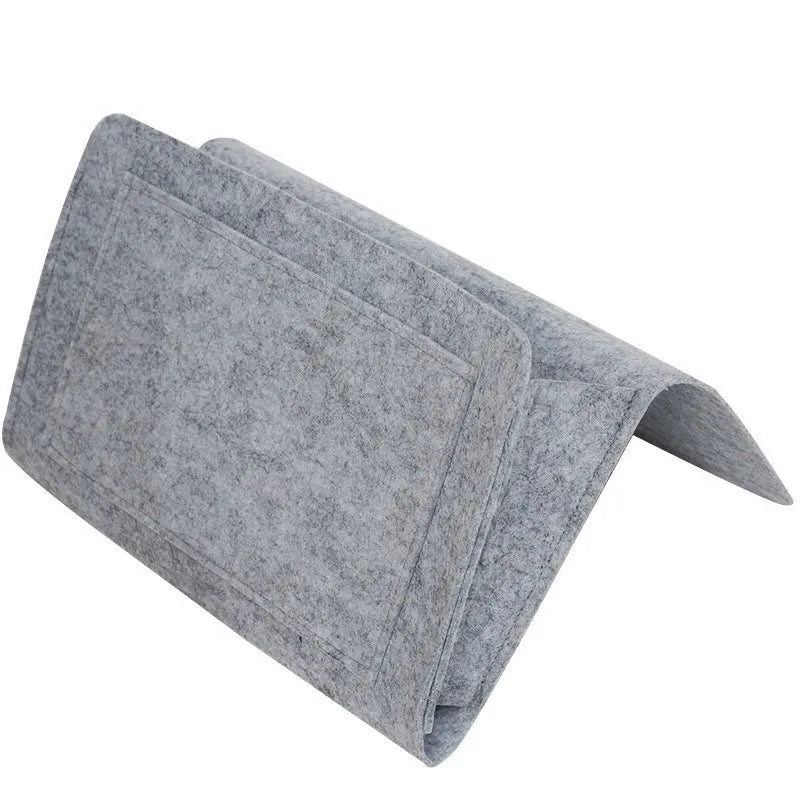 organisateur suspendu feutre gris literie rangement moderne portable livres magazines téléphone écouteurs lunettes