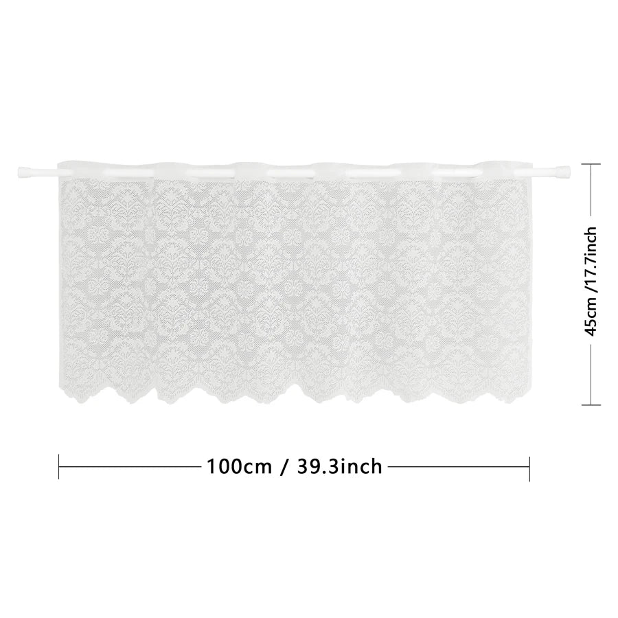 rideau pastoral dentelle florale transparent beige clair bord festonné décoration fenêtre maison