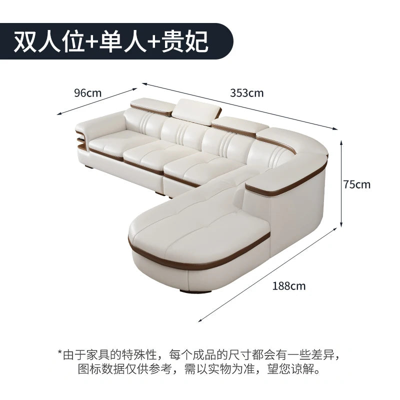 canapé d'angle moderne cuir blanc marron scandinave minimaliste