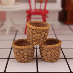 paniers tressés miniature rustiques fleurs séchées décoration champêtre vintage marron clairintérieur brun foncé