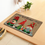 tapis d'entrée noël rennes lutins chaussettes flocons marron rouge blanc vert