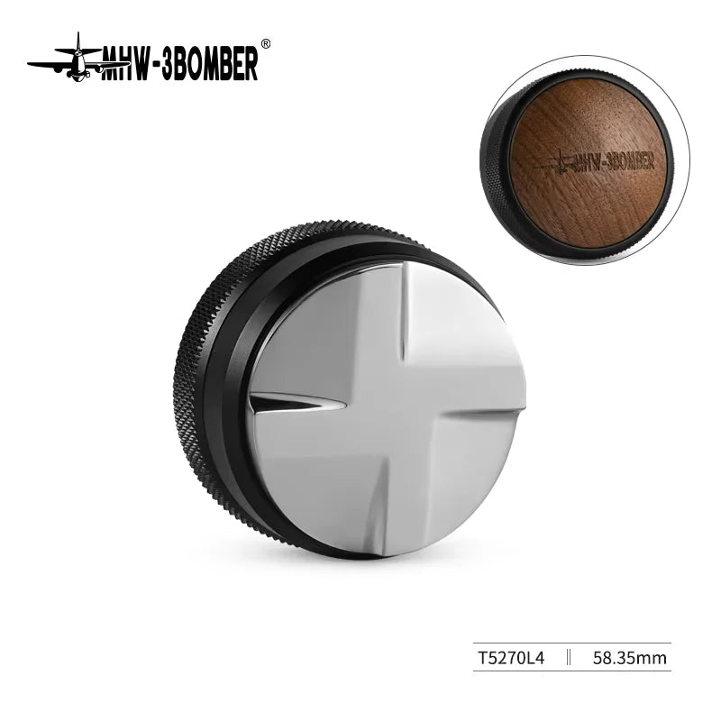 tamper distributeur noir argenté acier inoxydable professionnel moderne lisse brillant 51mm 58.35mm