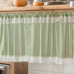 rideau orange classique carreaux polyester cuisine décoration intérieure blanc