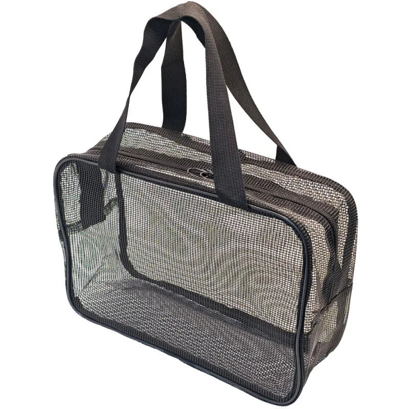 sac rangement chaussures gris transparent zip utilitaire réutilisable texture grillagée multifonctionnel antihumidité