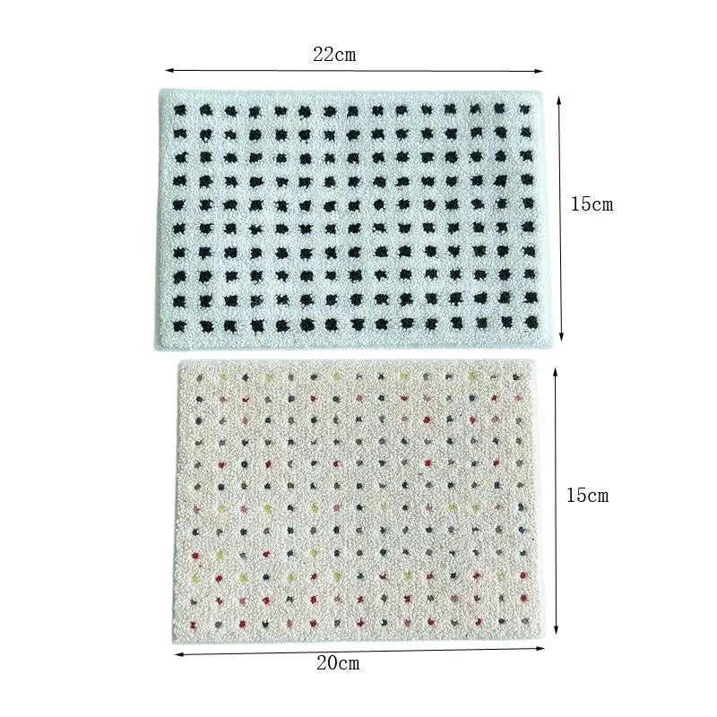 tapis peluche blanc noir multicolore moderne doux points noirs multicolores 22cm 15cm 20cm 15cm