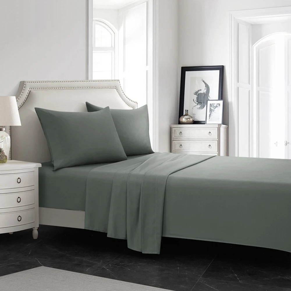 ensemble draps bleu marine profond tissage serré doux moderne minimaliste pièces drap housse plat