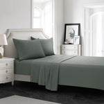 ensemble draps bleu marine profond tissage serré doux moderne minimaliste pièces drap housse plat
