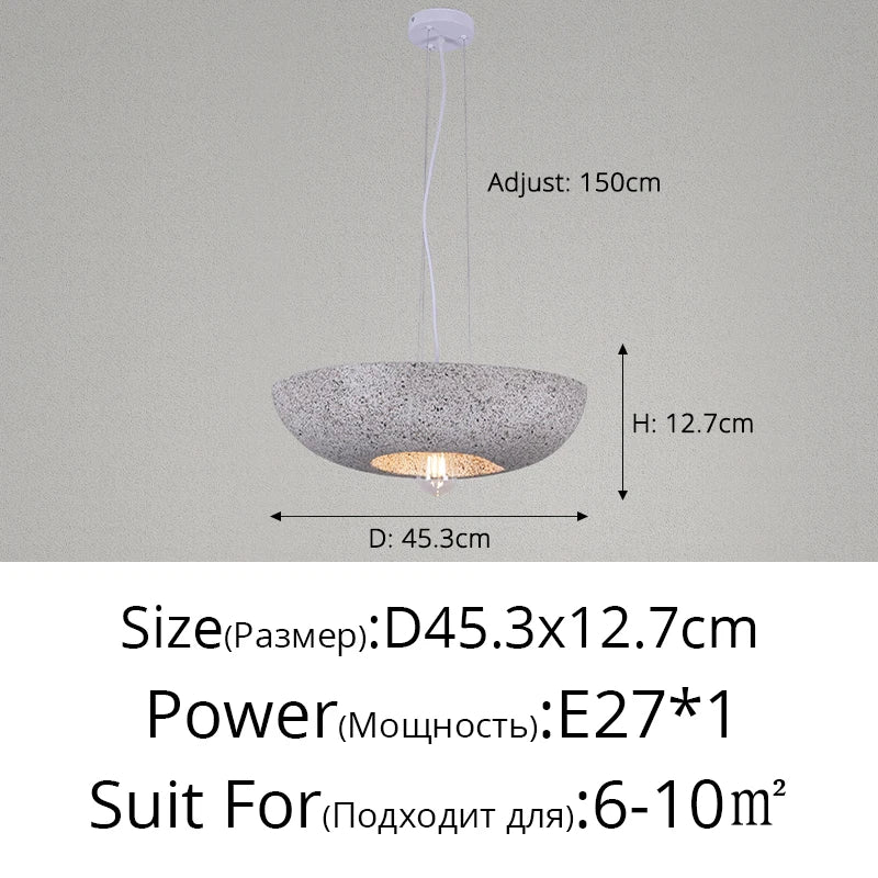 Suspension lumineuse moderne noir gris grains ciment opacité câble suspendu salon chambre