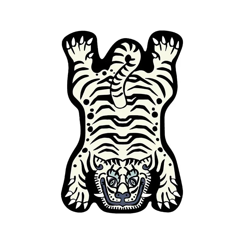tapis sol enfant tigre orange motif dessin animé chambre salon moderne anti dérapant polyester