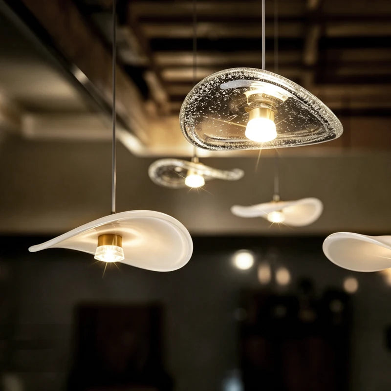 suspension lumineuse moderne pierre verre blanc doré led 4000k 3000k 6000k