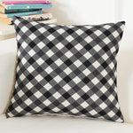 housse coussin carré géométrique coton laine moderne bleu orange triangles losanges