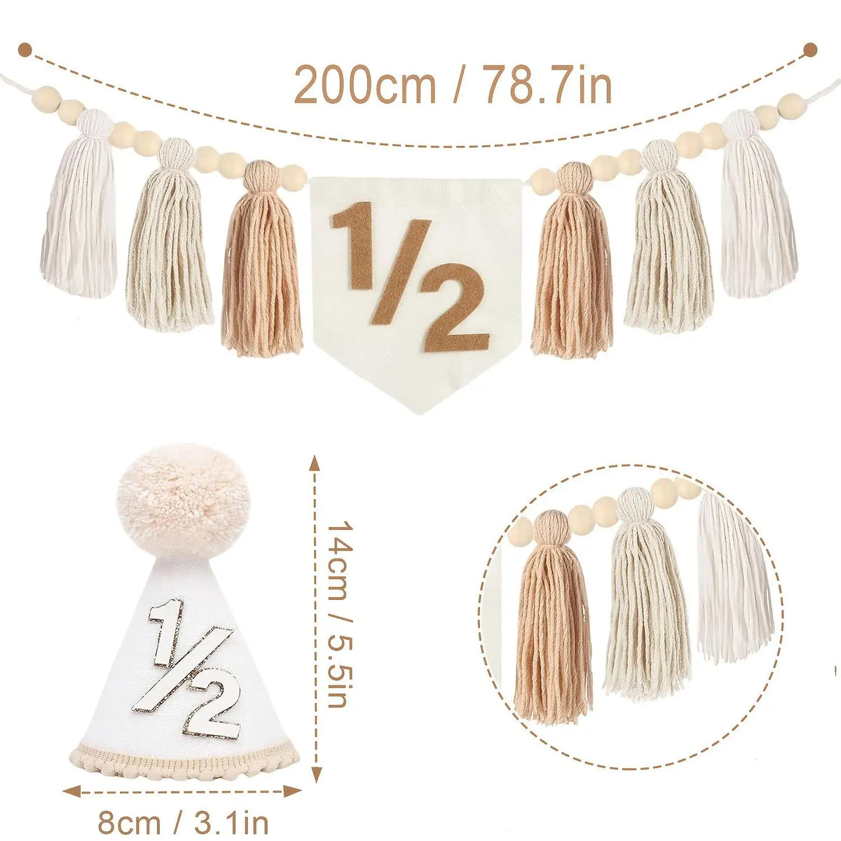 décoration anniversaire enfant kit ans guirlande pompons chapeau gâteau bougie