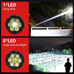 lampe torche rechargeable 300w led noire affichage numérique distance 50100mètres