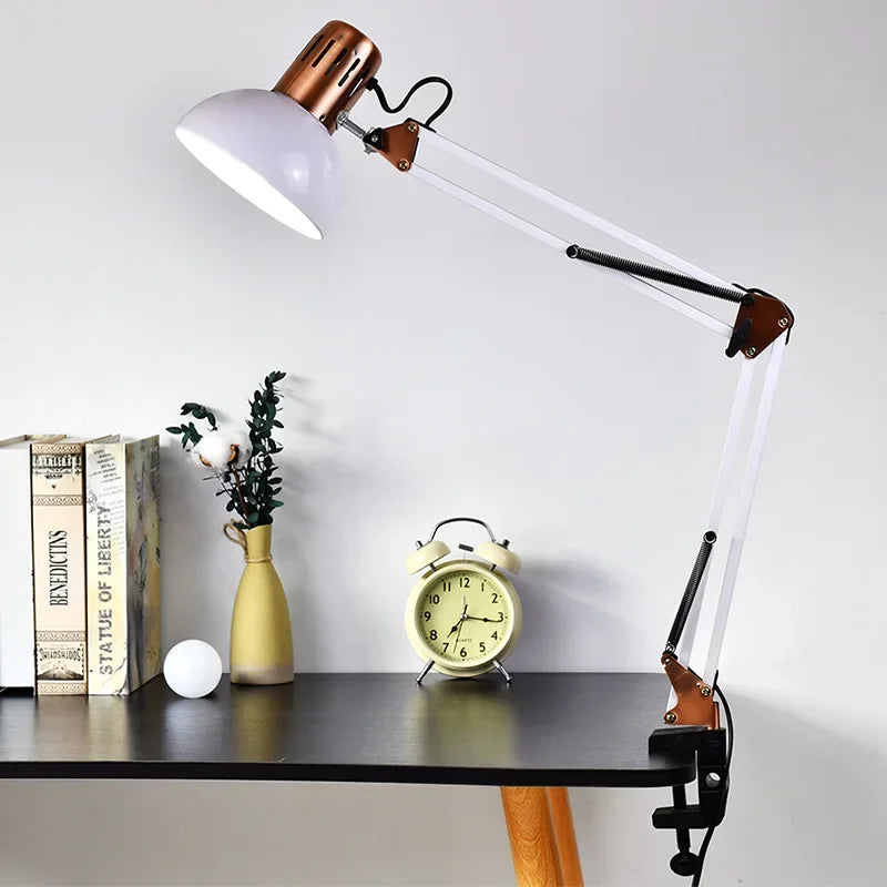 lampe led articulée noir pinces vis industriel éclairage étude chambre coucher oscillante