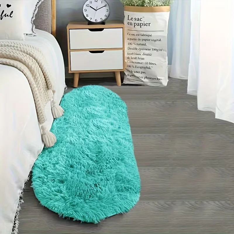tapis moderne rose clair gris bleu turquoise peluche doux salon chambre maison