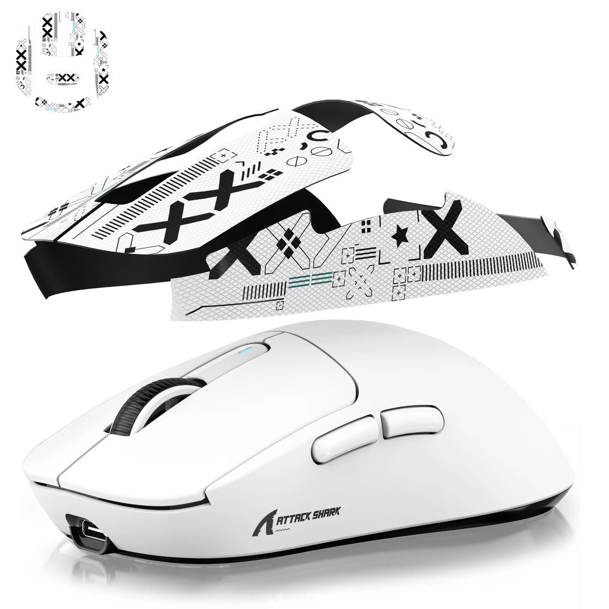 souris jeu cuir antidérapant graphique blanc moderne adhésif feuillets antidérapants cable usb bluetooth