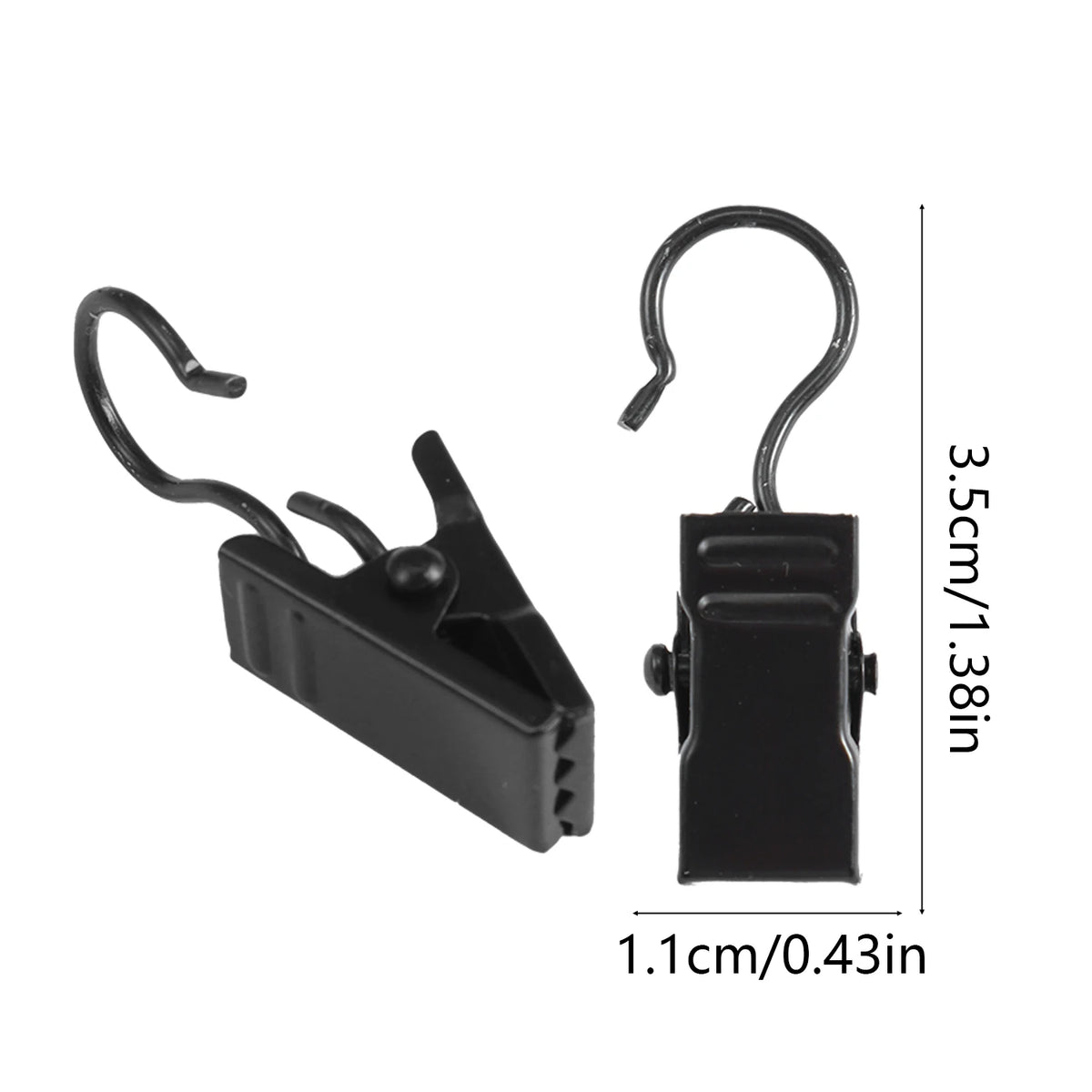 pinces rideau moderne métal fer noir unies opaques 30 pièces anneaux boucles robustes durables