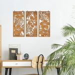 Art mural minimaliste palmier bois ensemble 3 pièces