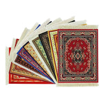 tapis ornements floraux géométriques franges blanches non glissant rouge vert beige