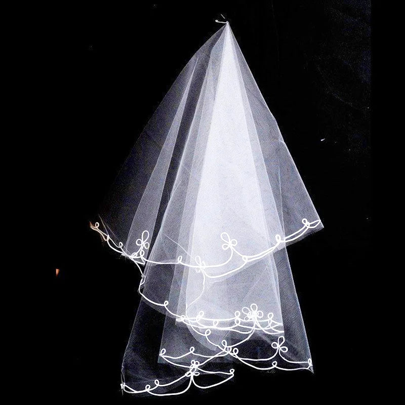 voile mariée deux couches blanche classique élégante tulle épaules clips transparent légèrement opaque finement