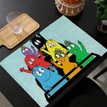 tapis multicolore dessins animés personnages cartoon table maison isolation thermique plats occidentaux