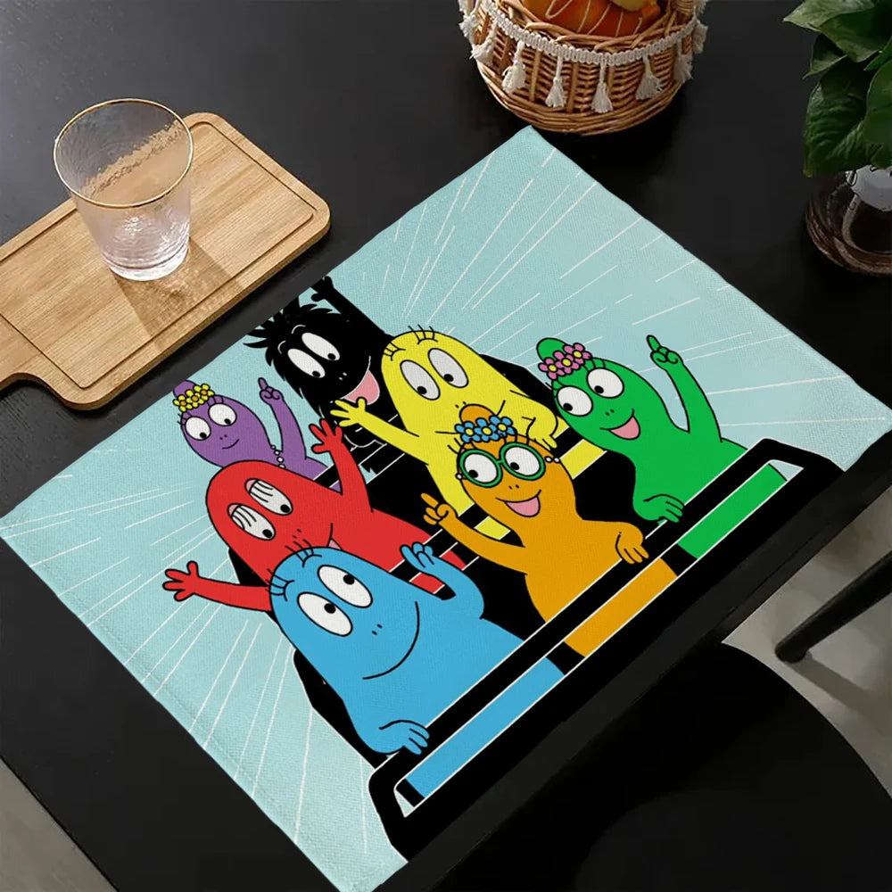 tapis multicolore dessins animés personnages cartoon table maison isolation thermique plats occidentaux