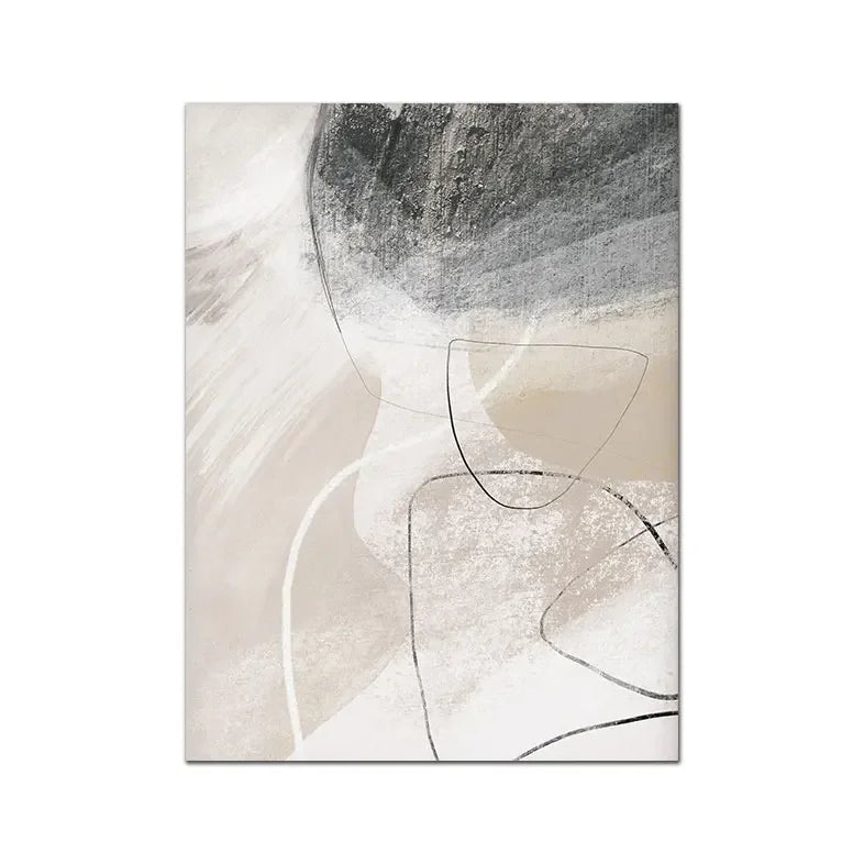tableau abstrait motif beige gris toile coton texturée sans cadre moderne chambre salon decoration