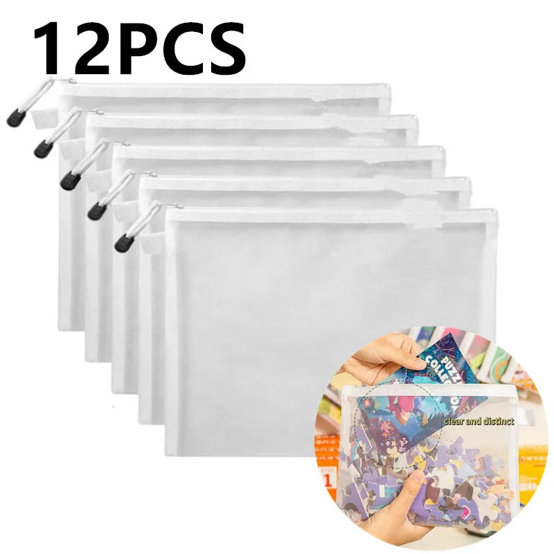 pochettes rangement transparentes maille fine fermeture glissière moderne multi usages enfants objets organisation économique