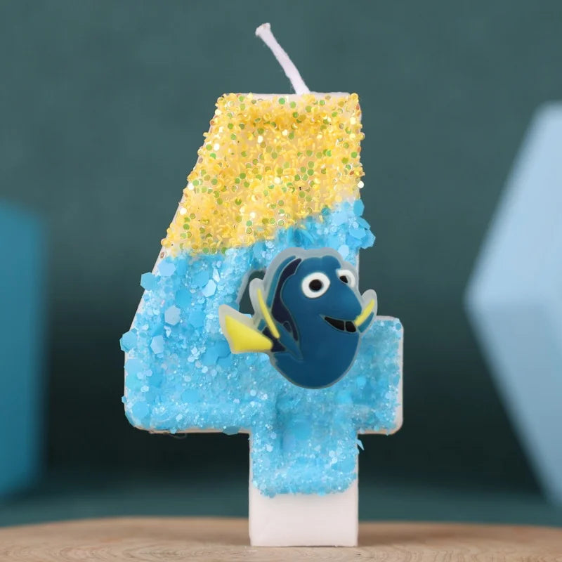 bougies numéraires glitter animaux pois opaques thème marin anniversaire enfants