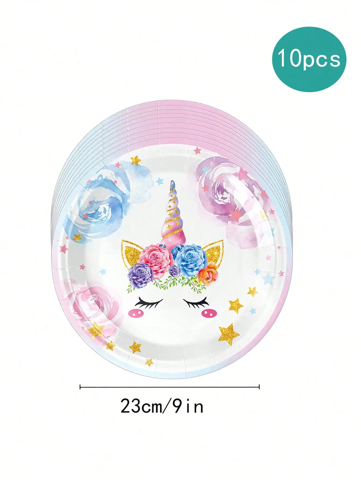 assiettes papier licorne motif fleurs étoiles anniversaire mariage enfants fêtes serviettes napkins tablecloth