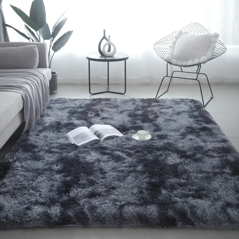 tapis moderne gris bleu rose beige peluche uni résistant décoloration sol