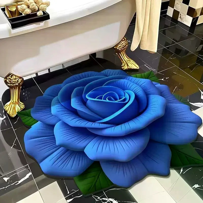 tapis bain doux motif rose 3d fleurs modernes antidérapant absorbant salle d'eau