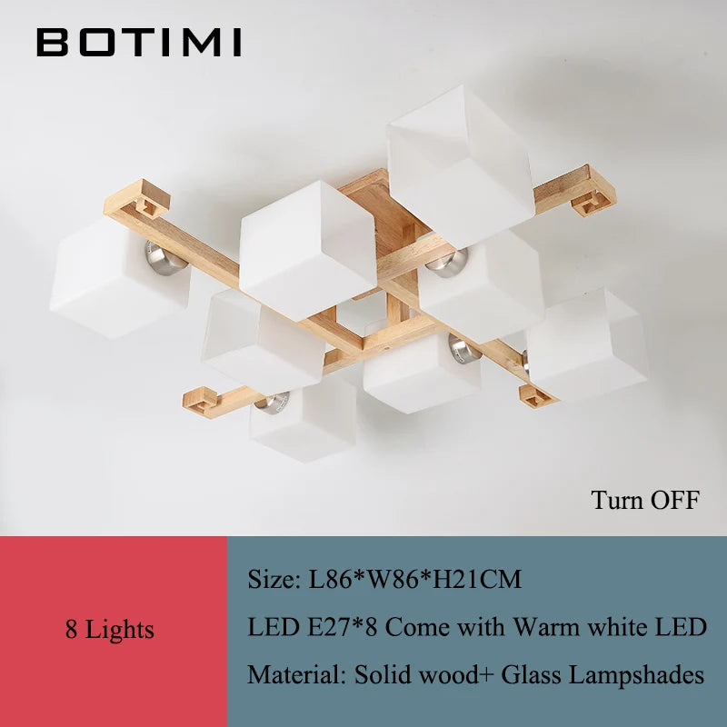 lampe moderne bois verre cubes géométriques blanc doré 10 15 mètres carrés