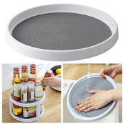 plateau tournant rangement épices deux niveaux blanc gris moderne minimaliste