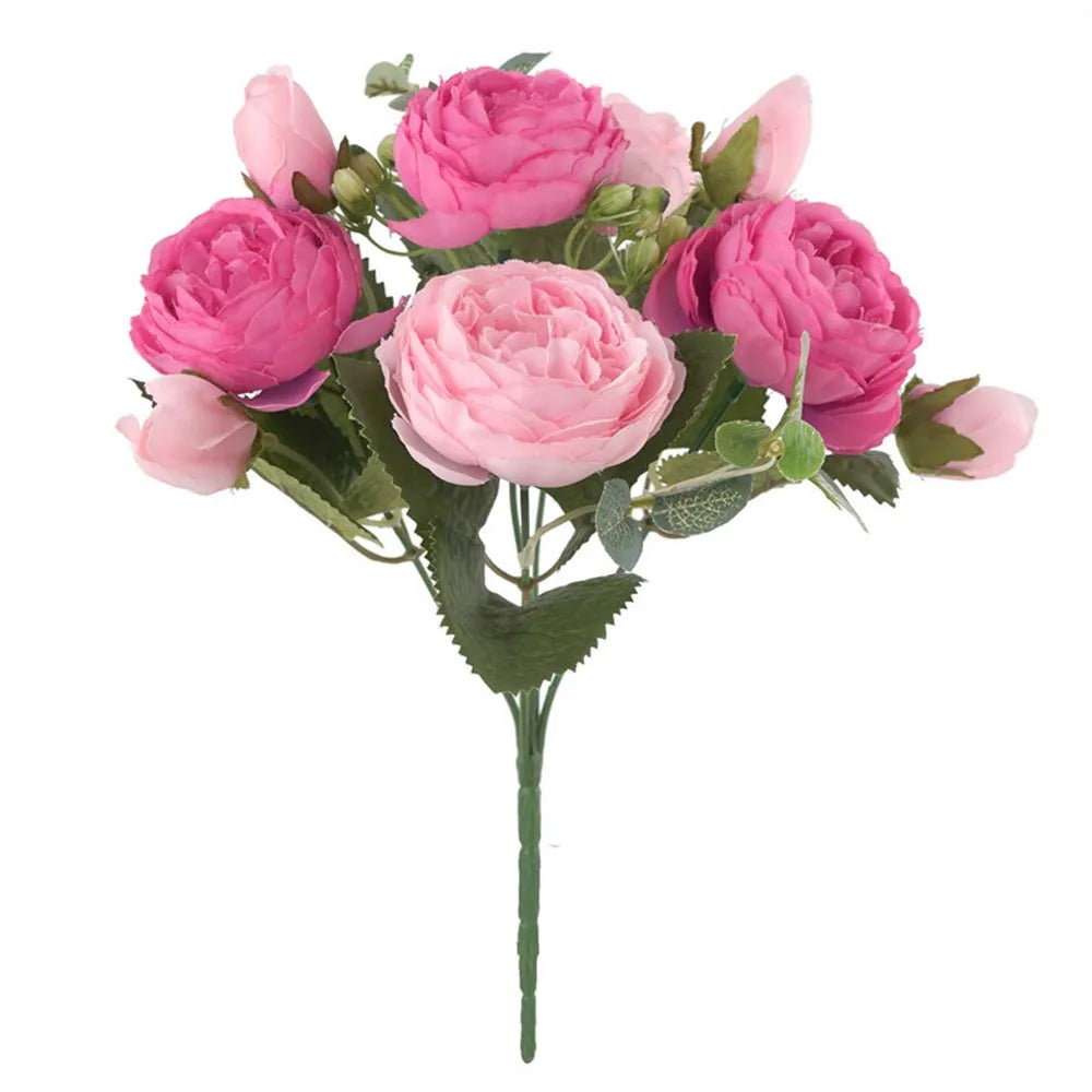 bouquets fleurs artificielles pivoines soie rose clair blanc violet rouge orange romantique extérieur mariage