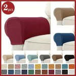 protège accoudoirs canapé jacquard motifs carrés moderne clips lavable rouge marron bleu noir grisextérieurintérieur