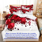 Détail du motif 3D fleur sur housse de couette en polyester