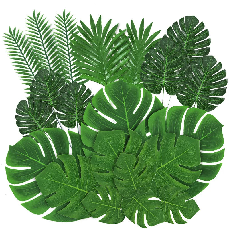 feuilles palmier artificielles vertes décorations tropicales plantes synthétiques fête mariage jungle safari