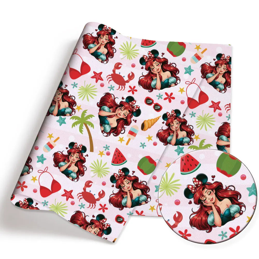 tissu coton patchwork personnages disney serviette enfant rose blanc vert bleu motif illustration colorée