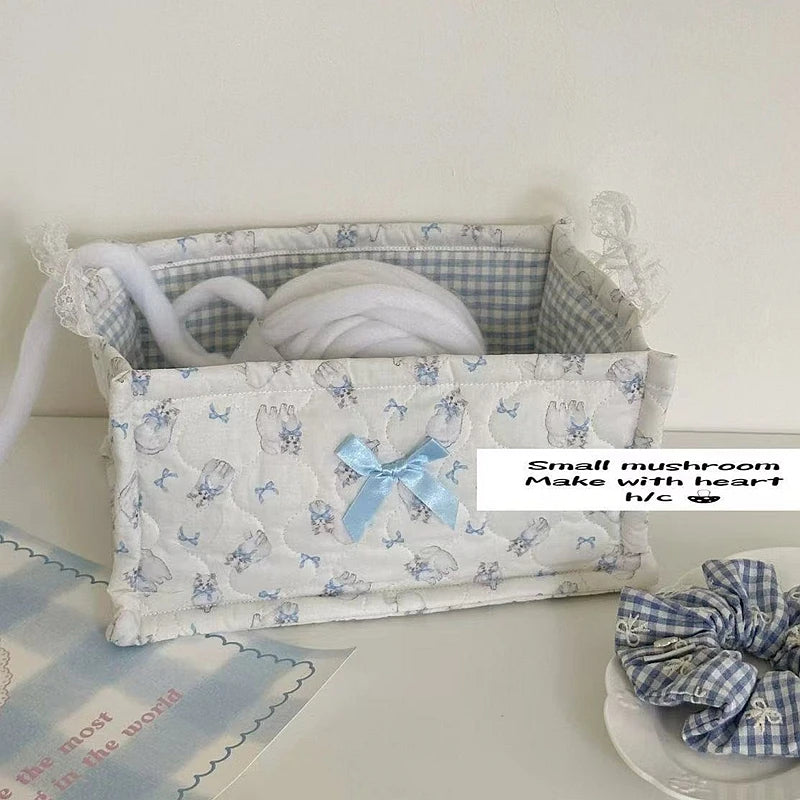 panier rangement coton pliable blanc bleu imprimé animaux utilisation multiple organisation cadeaux