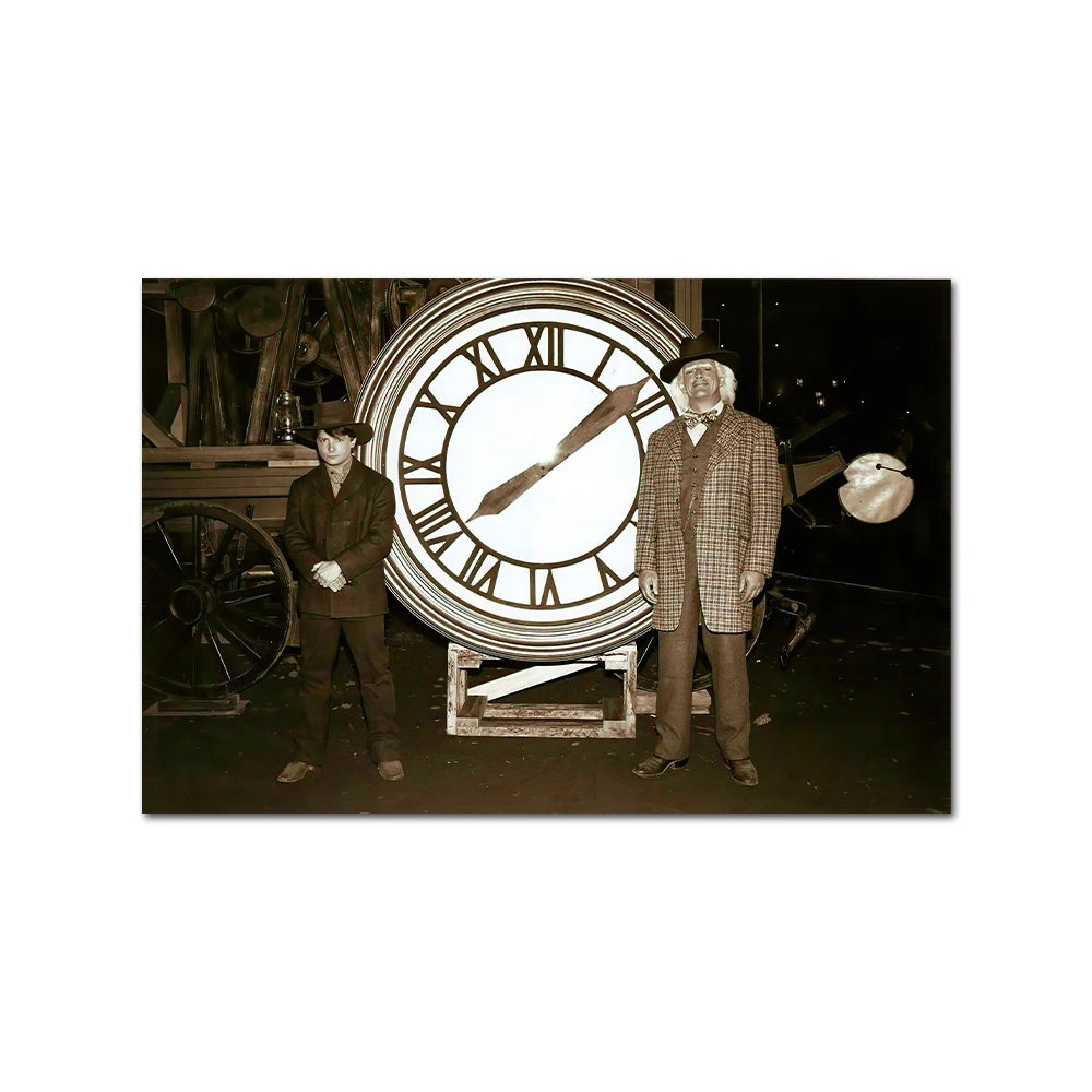 horloge murale vintage noir blanc numéros romains sans cadre decoration intérieure toile impression vertical