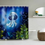rideau douche motif marine tapis bain couvercle toilette poissons coraux