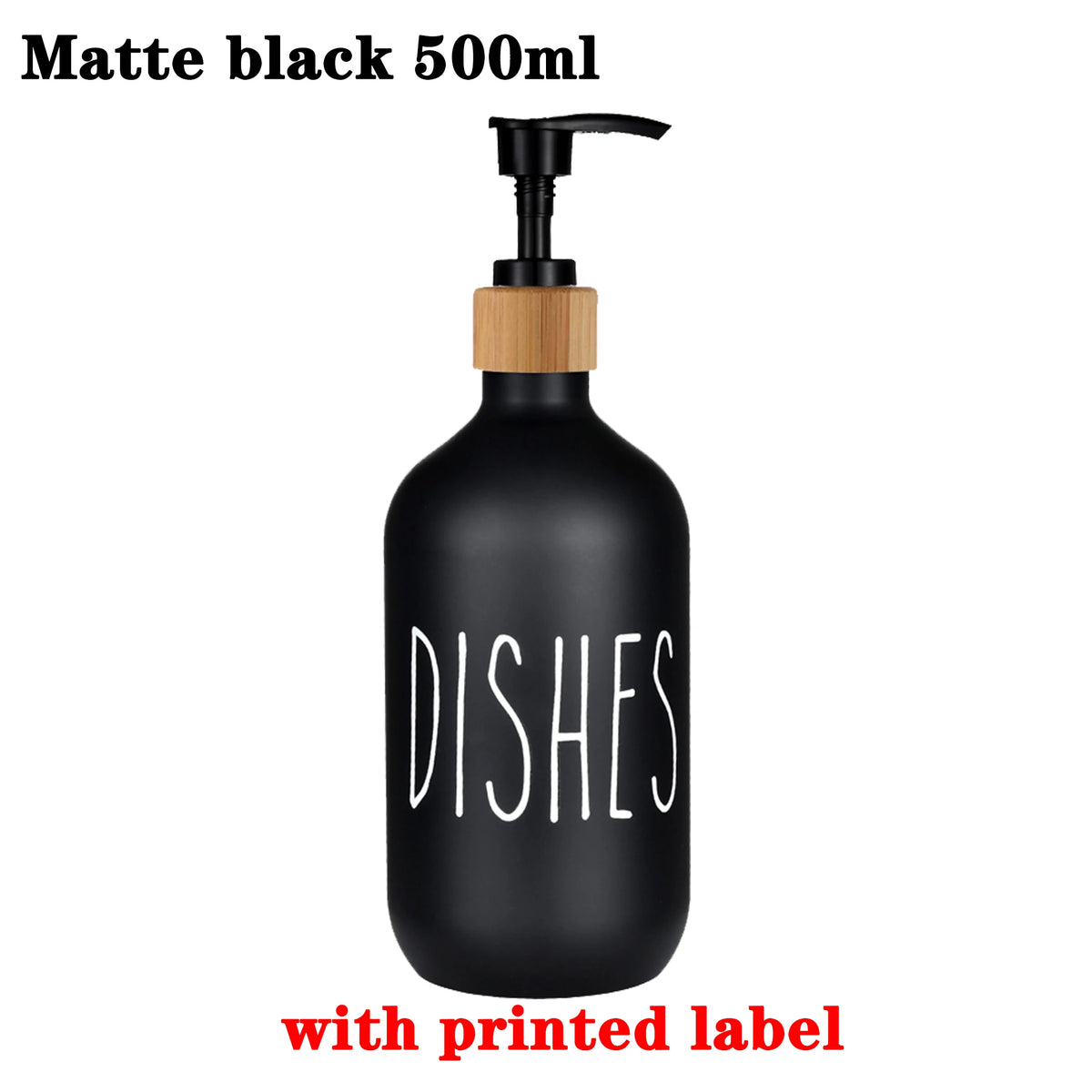 distributeur savon liquide cuisine pompe bois bouteille blanche noire vaisselle mains pot verre