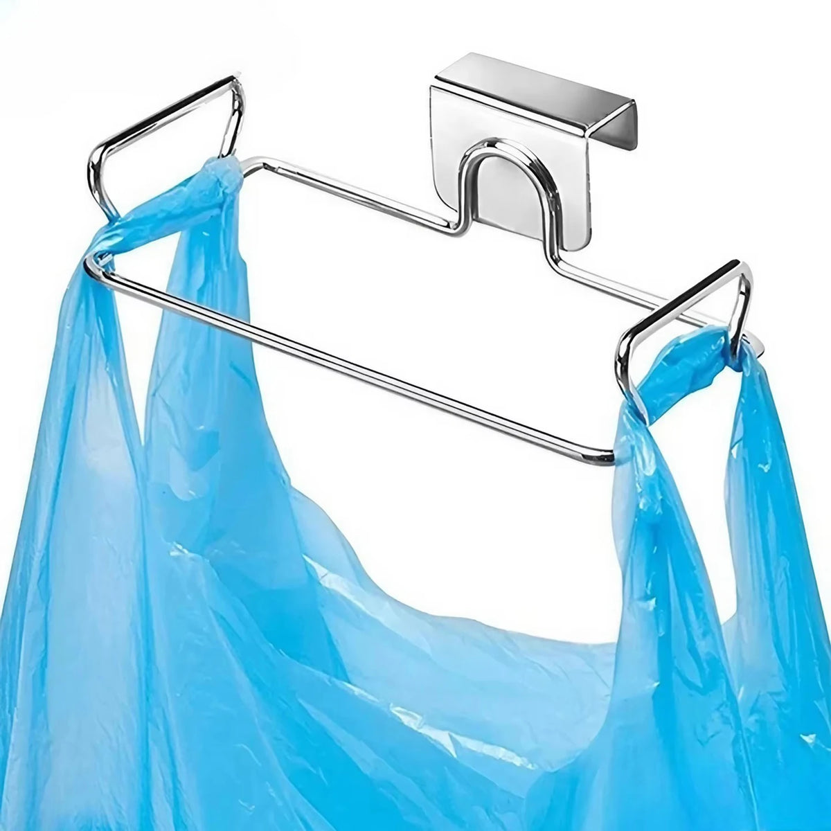 porte sacs poubelles acier inoxydable cuisine moderne pince lisse argenté stockage rangement
