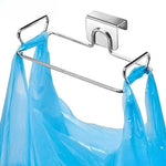 porte sacs poubelles acier inoxydable cuisine moderne pince lisse argenté rangement efficace transparent