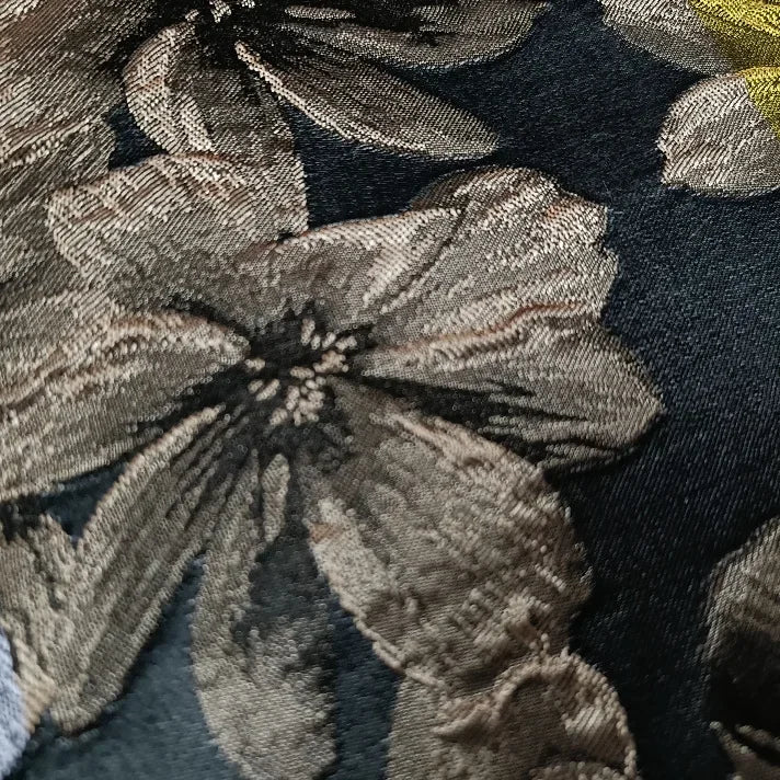 tissu polyester jacinthe fleurs stylisées résistance intempéries largeur 155cm couleurs bleu noir opacité