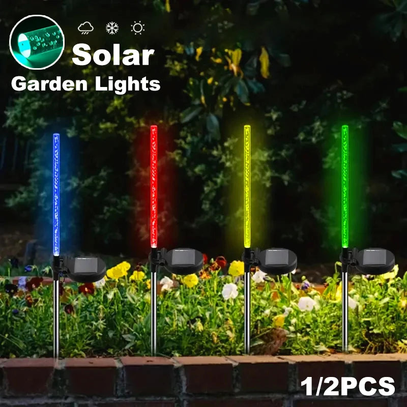 lumière solaire extérieure transparente bulles rgb fixée sol décoration festive vacances