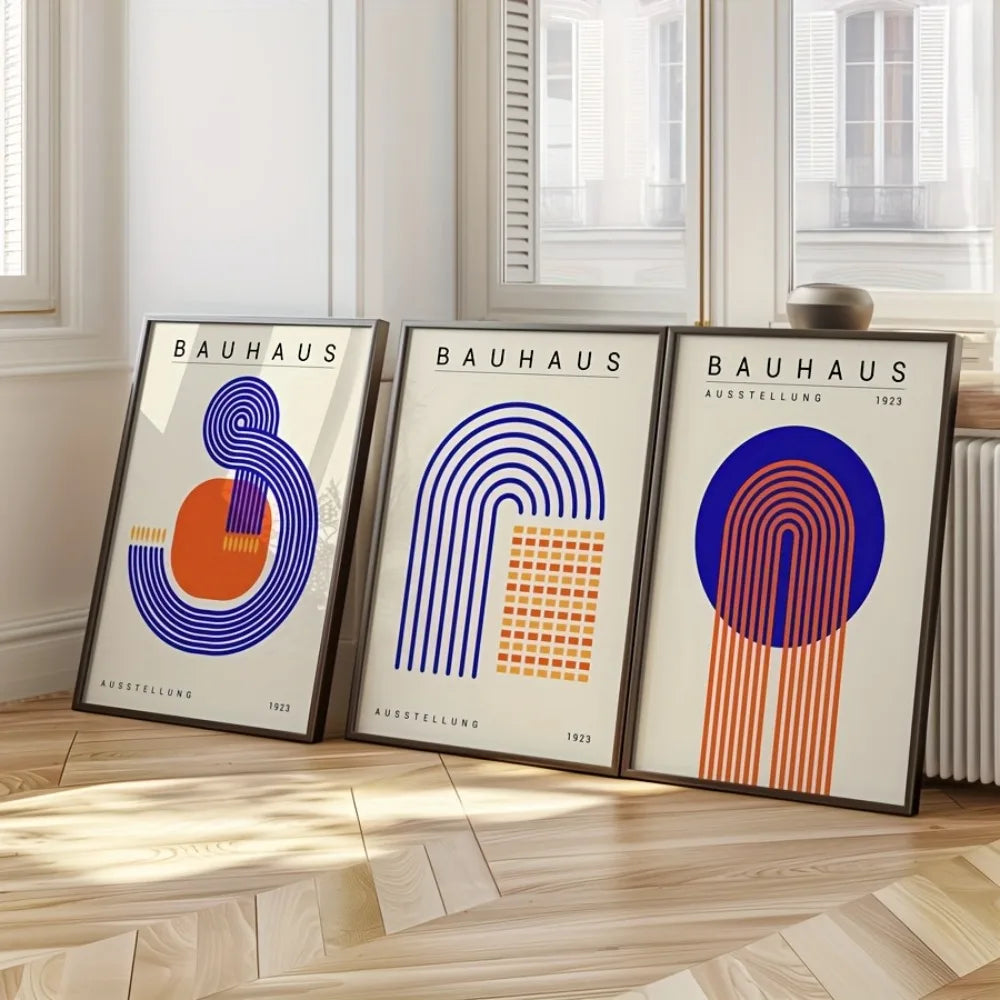affiches toile abstraites graphiques modernes beige bleu orange rouge sans cadre minimaliste chambre salon